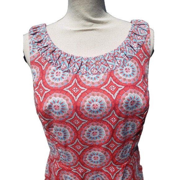 Talbot's Mixed Geo Print Fit & Flare Sleeveless Dress	Size 8 Lined Midi Cotton - Picture 6 of 16